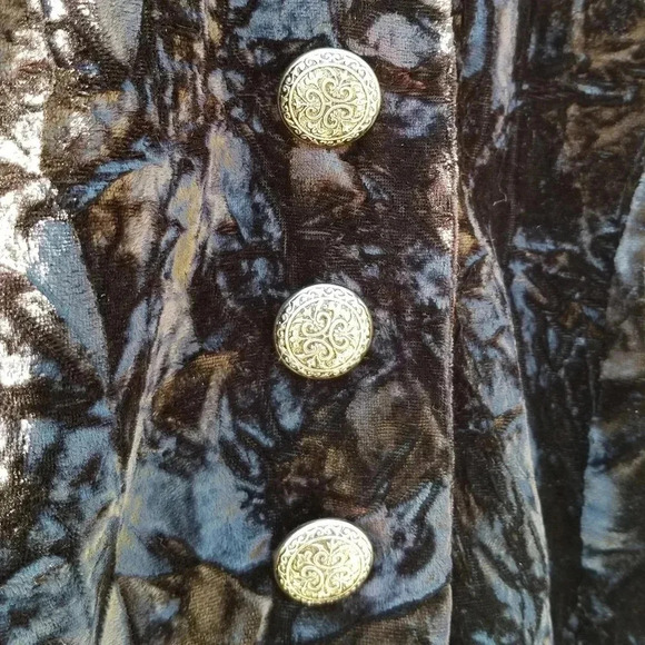 🇨🇦 90s Vintage Le Château Black Velvet Jacket With Engraved Buttons Small - Picture 3 of 5